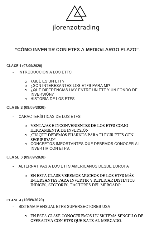“CÓMO INVERTIR CON ETFS A MEDIO/LARGO PLAZO”

Si llegamos a 200 Retweets estáis todos invitados, sino me lo guardo sólo para los alumnos de @Jlorenzotrading.

Además entre todos los Retweets sorteo de 6 meses gratis de la formación Jlorenzotrading.

En vuestras manos lo dejo.😉