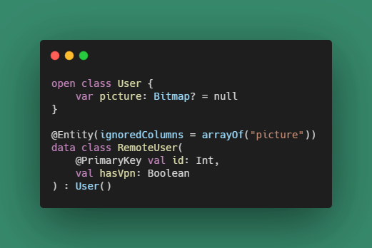 anoopmaddasseri's tweet photo. #RoomTips - In cases where an entity inherits fields from a parent entity, it's usually easier to use the 'ignoredColumns' property of the '@Entity' attribute If an entity has fields that you don't want to persist. #androiddev https://t.co/RPlB5QHodo