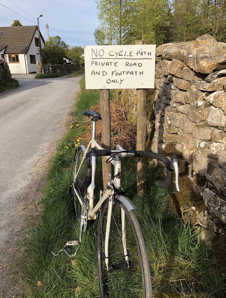 There were rumours about who put the signs up, it was a secret in plain sight, a farmer who lives near the bridge and who seems to hate fun. I live 4 doors from him and I’m a cyclist so, well, it annoyed me. During a pandemic he was trying to stop people using bikes. 4/.