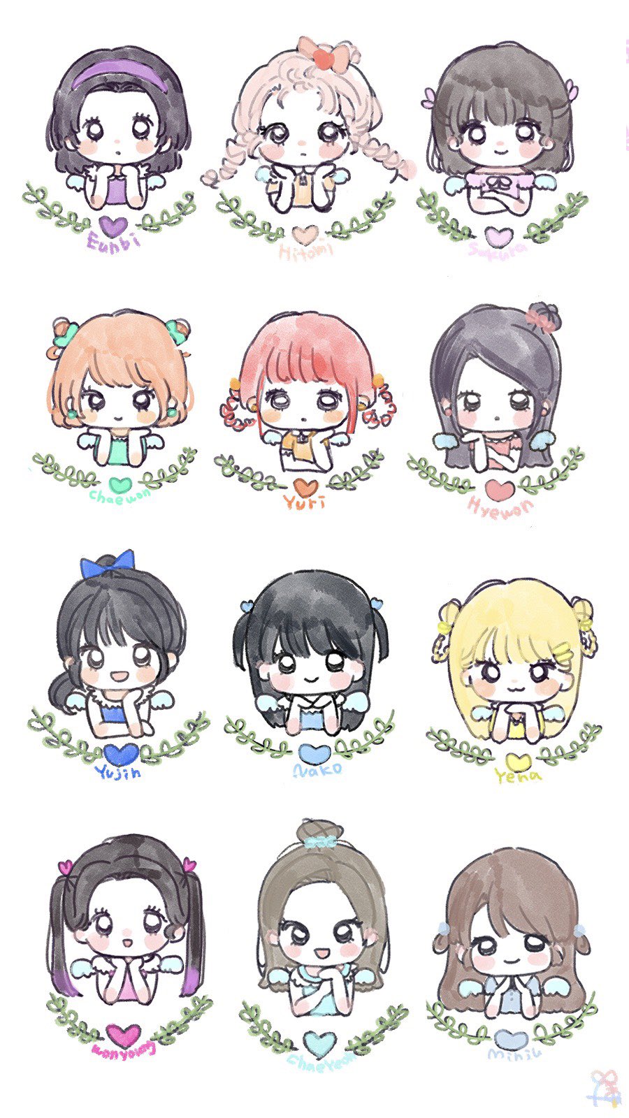 ゆみんちぇ Iz One イラスト 12人描いてみた ウンビ 本田仁美 宮脇咲良 チェウォン ユリ ヘウォン ユジン 矢吹奈子 イェナ ウォニョン チェヨン ミンジュ 壁紙ver 誕生日ver Izone Izonefanart べべのお絵描き T Co