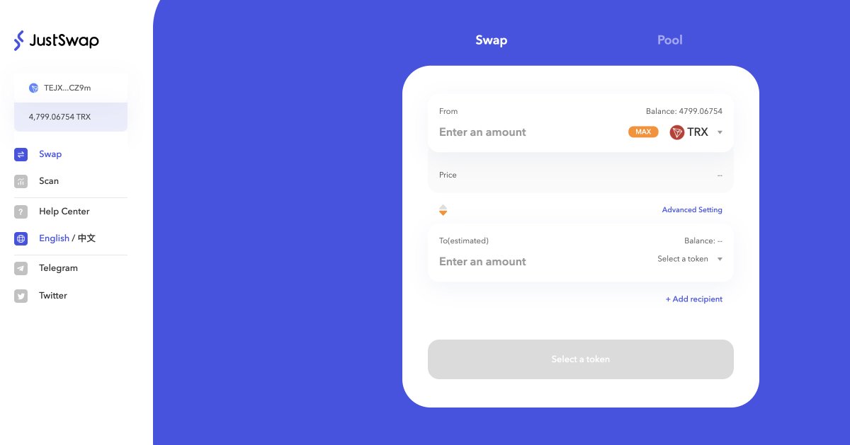 justinsuntron's tweet photo. Justswap testnet looks amazing to me! @DeFi_JUST @Tronfoundation $TRX $JST https://t.co/Y2sDxbLmiR https://t.co/GB2SjKNFs4