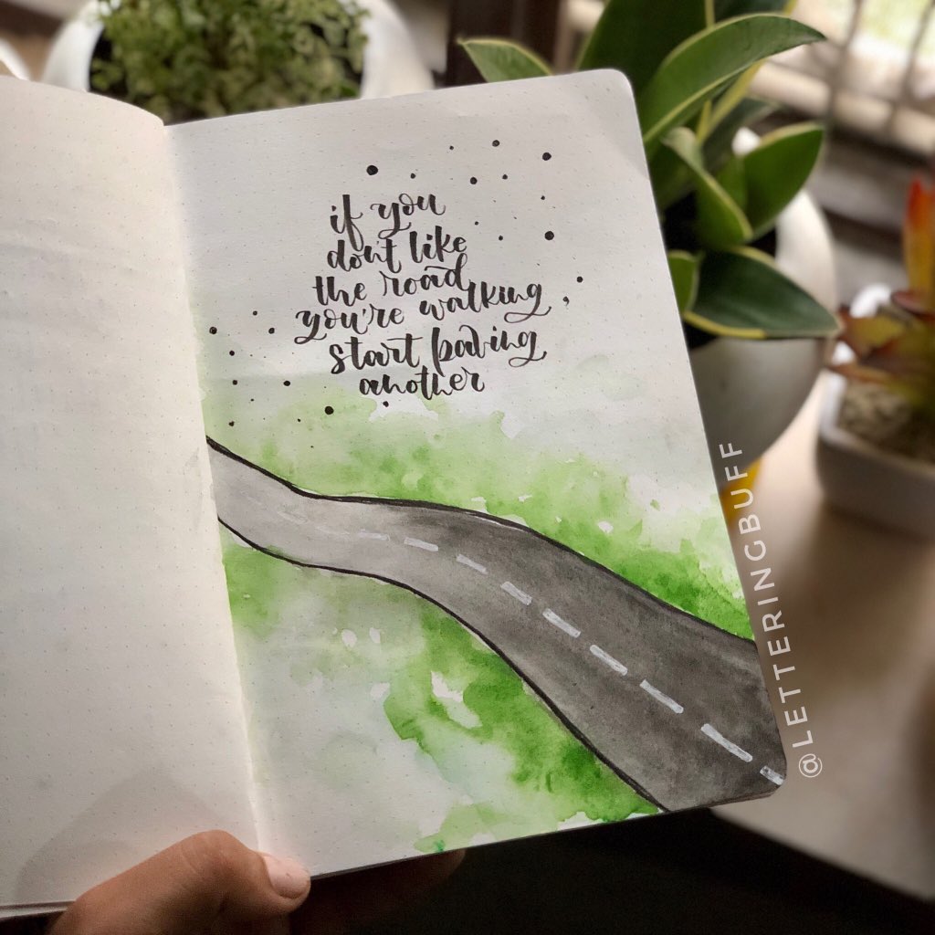 letteringbuff's tweet photo. Just change your road 🗺
.
.
.
#calligrapher #calligraphyquote #handletteringpractice #quotecalligraphy #handletteringlove #calligraphersofinstagram #brushpencalligraphyph #journalingideas #journalingidea #startpavinganotherone #anotherroad #changeyourroad #quotesart https://t.co/wVswQaWsMb