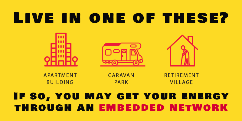 EssentialVic's tweet photo. If you live in an apartment building, caravan park or retirement village, you could be in an embedded #electricity network. This means you can’t shop around for an energy deal, but you do have rights. Find out more: https://t.co/rmogbby81P #EmbeddedNetwork https://t.co/rpWtxWslBW