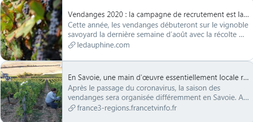RenaudCharlesFT's tweet photo. [#MobilisationEmploi] Les #vendanges 🍇en #Savoie &amp; le dispositif @poleemploi_ara #Montmélian mis en avant dans les médias 🙏@LeDL737401 @f3Alpes @France2tv 
Intéressé.e &amp; disponible❓👉🏼https://t.co/qJ21Jen9Lc
📞04.79.84.52.58
#AvecPôleEmploi #emploi #agriculture #OnEstLàPourVous https://t.co/o4cq4G638X