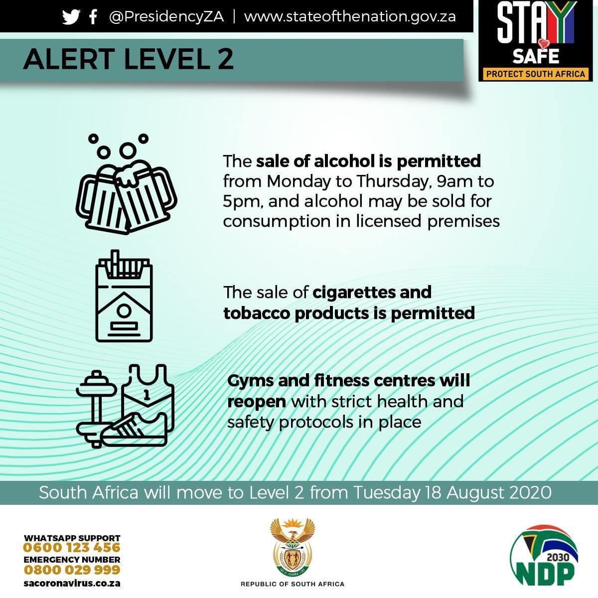 CapeTownTourism's tweet image. SA will move to #level2lockdown at midnight tonight (17 Aug). We welcome @PresidencyZA’s announcement as we strive to restart our economy. Pls act responsibly and follow strict hygiene protocolst to stop the spread.