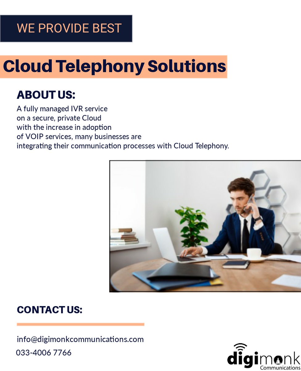 DigimonkPvt's tweet image. CLOUD TELEPHONY
You can now focus on core business areas by outsourcing associated processes, through
• Automation of variousprosesses using voice and SMS as communication channels
• Seamless customer interactions

#DigitalMarketing #office #business #BusinessOwner #hospitals