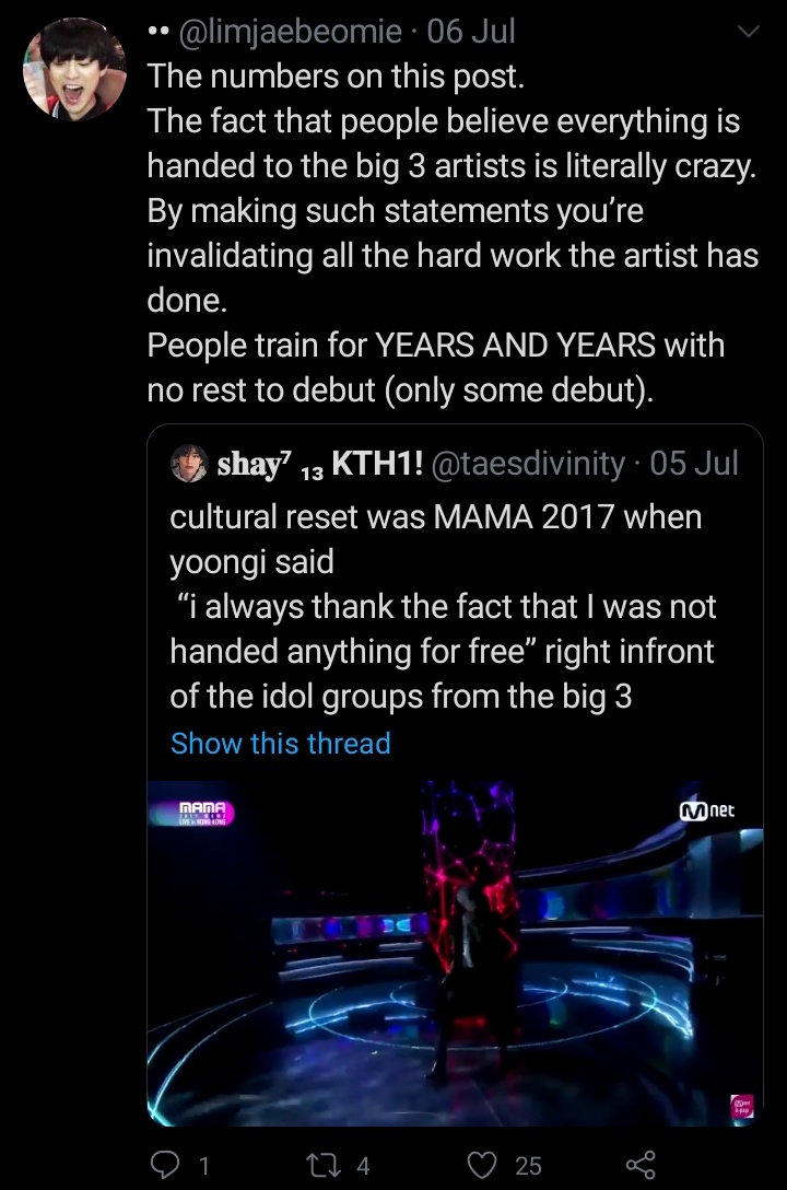 Suddenly idols from big3 are over worked? starved? Not handed anything from no where? Work double hard than idols from smaller companies? Work their asses off?