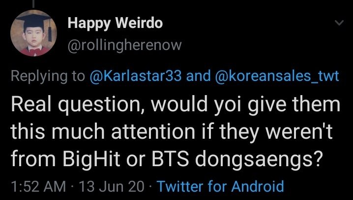 The last one ....comments on their fav's videos dragging txt unprovoked and getting crazy numbers while i've never seen even one comment under txt's videos talking abt the roty thing or shading any other grp bc unlike others we ain't petty and only focus on txt