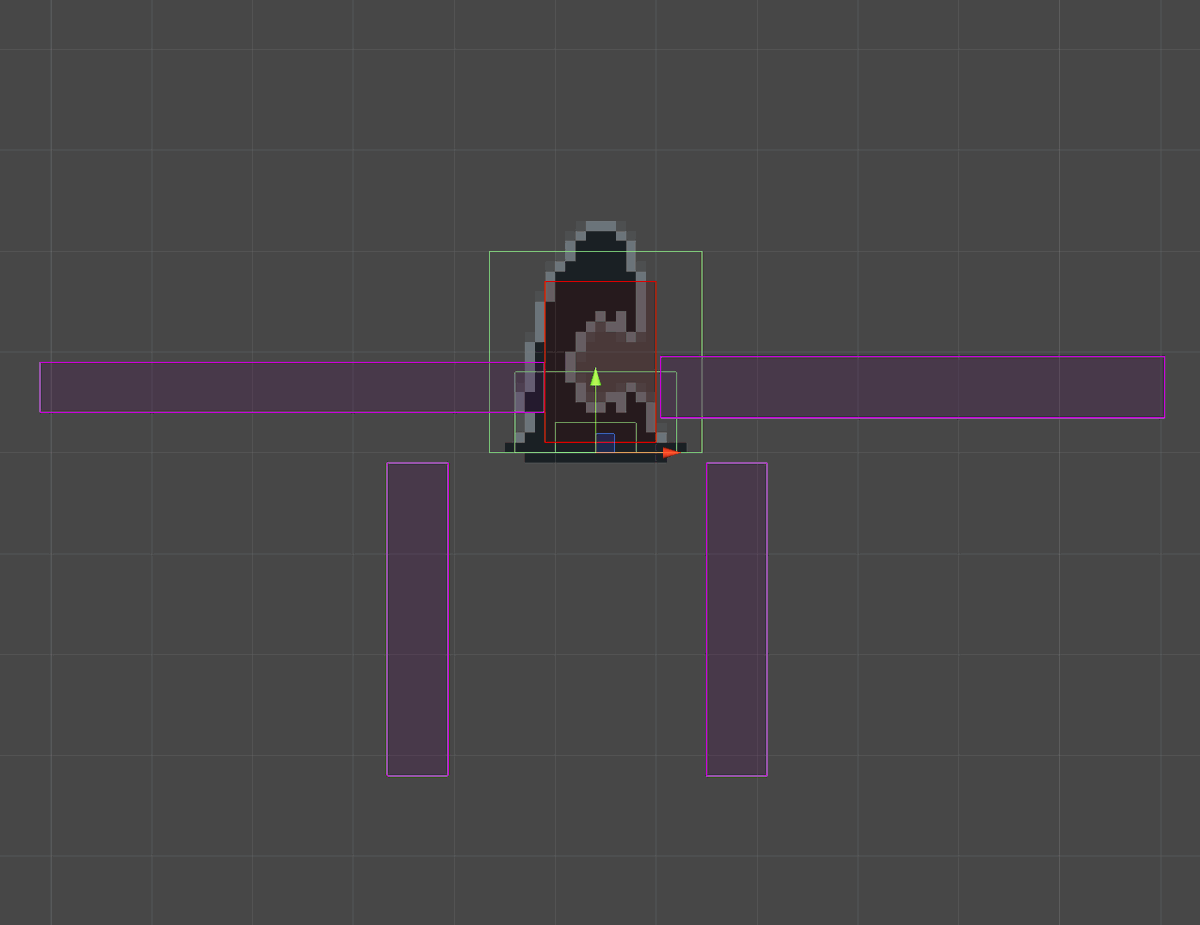 There are a lot of triggers inside the enemies which are used for detecting players, floor, walls, colliders for taking and making damage!