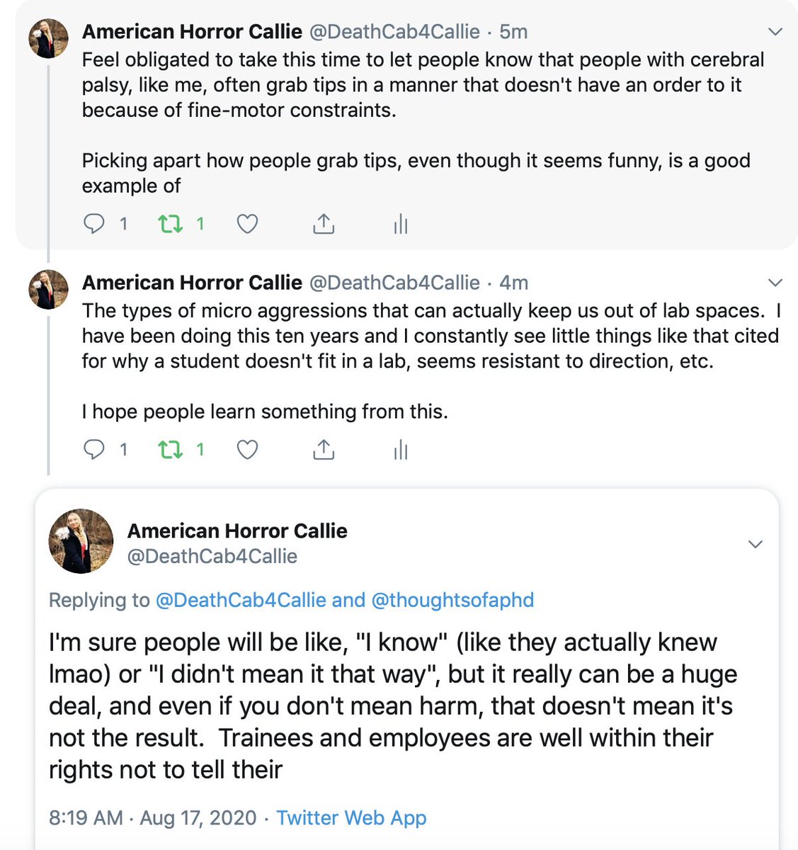 On micro aggressions toward students with disabilities in lab spaces, a thread (please RT). The purpose of this thread isn't to call attention to the tweeter, it's just that this tweet happens to lend itself to something that's a huge barrier for disabled students in lab.