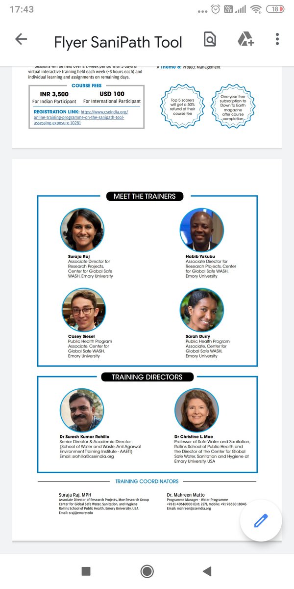 school_waterCSE's tweet image. @cseindia @school_waterCSE in partnership with @EmoryUniversity inaugarated online training on &quot;The SaniPath tool: Assessing exposure to #faecal #contamination in #urban settings&quot;
@s_durry
@onlyhabyak @csiesel @therealsuraja @SaniPath @EmoryCGSW @IRCWASH @PRG_SA @wateraid