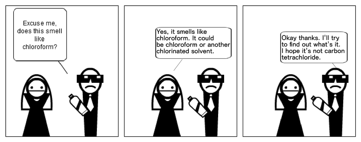 hackorganicchem's tweet photo. Welcome to organic chemistry

Where "where do you keep your chloroform" is a perfectly reasonable question. https://t.co/lmzJvhz0Wi