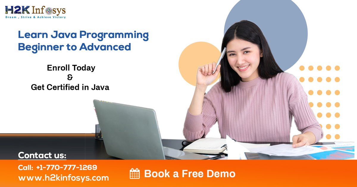 h2kinfosys's tweet image. Java helps you think like a programmer!
Learn Java Programming Beginner to Advanced level and ace the OOP, J2EE concepts.
More :
Call: 770-777-1269
Email: training@h2kinfosys.com
Visit: bit.ly/2taKxWt
#JavaProgrammer #AdvancedJava #Javaforbeginner