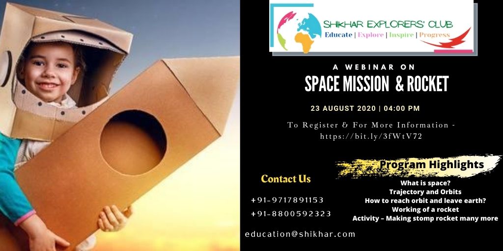 Space Missions & Rocket Workshop To Register & For More Information click on this link – bit.ly/3fWtV72 #Spacemissions #rocketmaking #projectsforkids #learningprogram #activity #webinar #onlineworkshop #shikhareducationaltour #shikhartravels @swadesh47 @mk110483