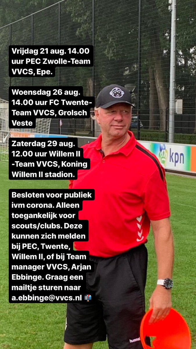 Belangrijke trainingsweek in de opmaat naar de duels met <a href="/eredivisie/">VriendenLoterij Eredivisie</a> clubs: <a href="/PECZwolle/">PEC Zwolle</a> <a href="/fctwente/">FC Twente</a> en <a href="/WillemII/">Willem II</a> ! Scouts en clubs kunnen zich aanmelden bij Arjan Ebbinge a.ebbinge@vvcs.nl ⚽️💫📬 #teamvvcs #beslotenduels #coronavoetbal