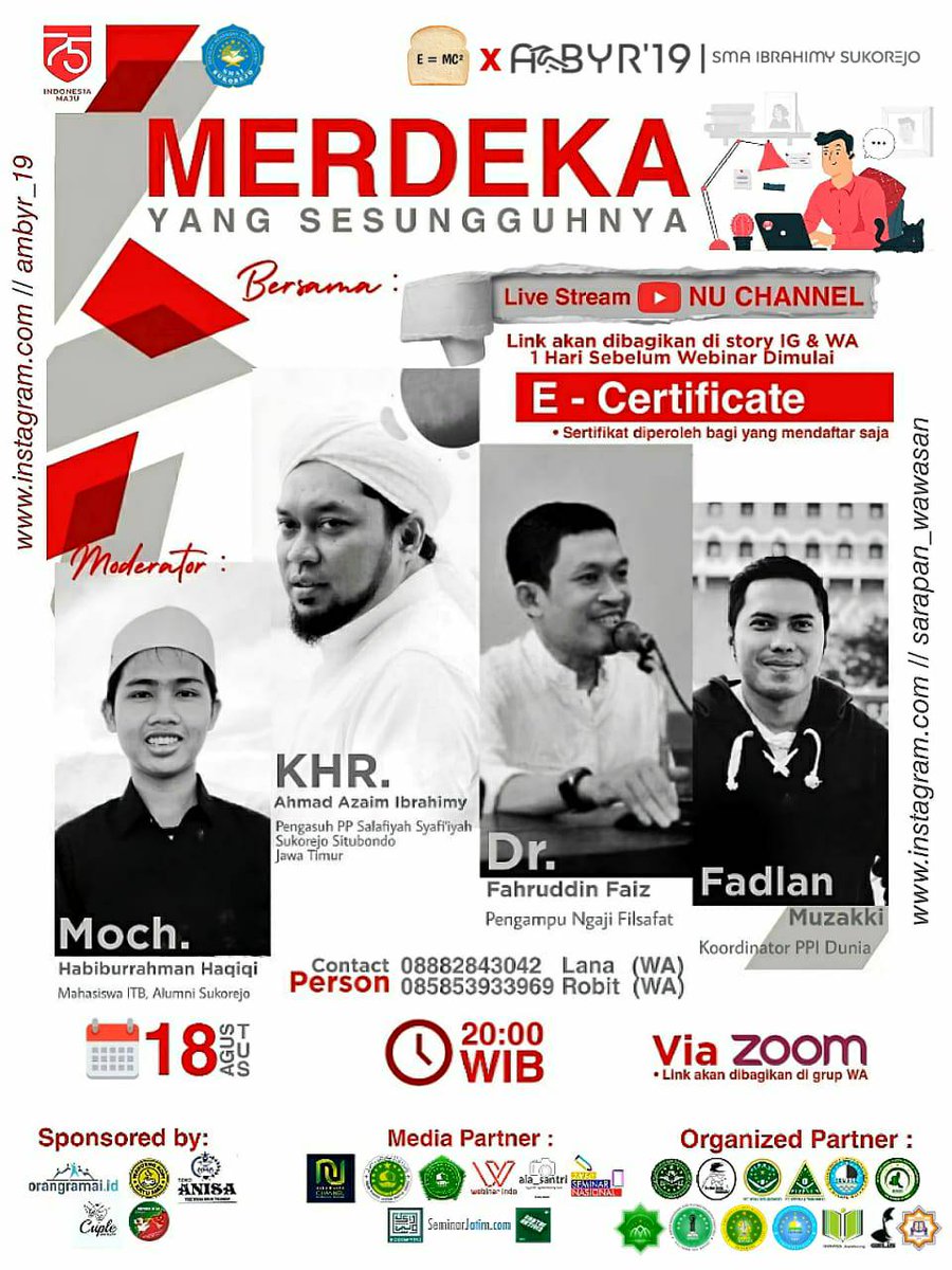 kmnu_itb's tweet photo. Yuk ikut Webinar Kebangsaan
Syaratnya 
Follow Instagram :
@ ambyr_19
@ sarapan_wawasan

Segera kirim buktinya ke narahubung:
https://t.co/YOEspIrZth (Lana)
https://t.co/Rrj5w3CVSl (Obit)
Dengan format : Nama_Alamat_Instansi

Yuk segera daftar, dan jangan sampai ketinggalan!!! https://t.co/LpG4SrsP3N