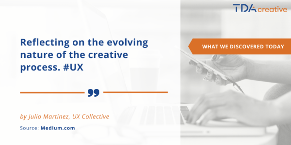 tdarecruitment's tweet photo. An interesting take on creative brainstorming in the context of #UX. What do you think - is it always necessary? What is your creative process?
#UXdesign #creativeprocess #UXcollective #TDAnews #TDAcreative https://t.co/s34lsraqOu https://t.co/Z0CNytLXXU