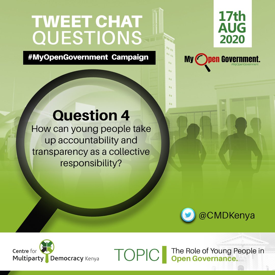 CMDKenya's tweet photo. Question 4:
How can young people take up accountability and transparency as a collective responsibility? #MyOpenGovernment https://t.co/eg92ZcXvtf