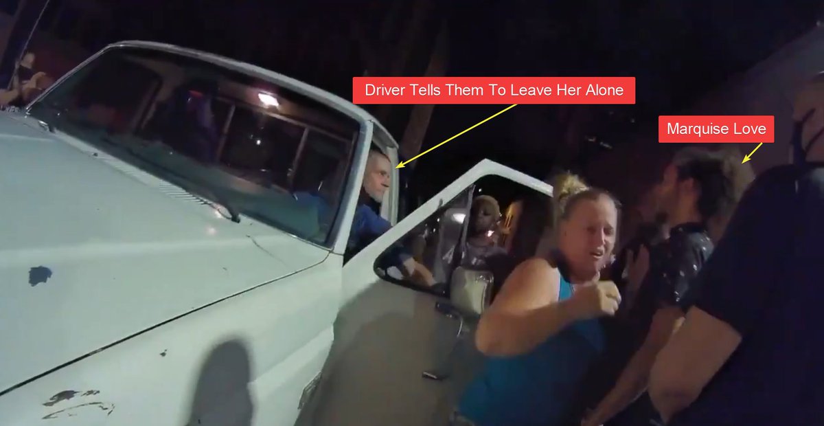 The truck driver was legitimately trying to be a good citizen and protect a woman who was being attacked.
