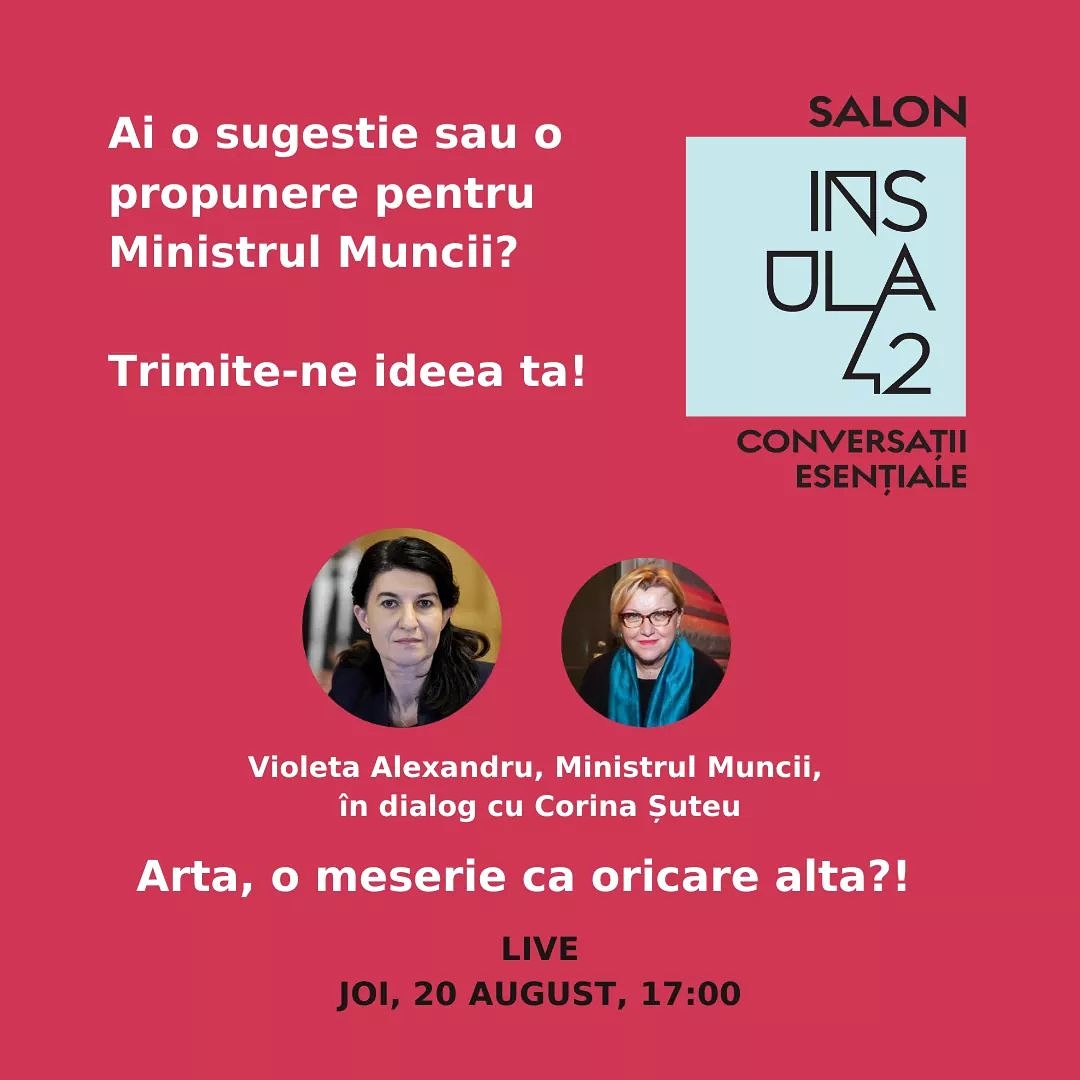 insula42's tweet image. Vă invităm să îi adresați întrebări sau propuneri doamnei Ministru, pe care ni le puteți transmite pe pagina de Facebook sau la adresa:
➡️insula42@filmetc.org

Stați cu ochii pe noi!
🟥 „Conversații esențiale” cu Ministrul Muncii | Salon Insula 42 🟥