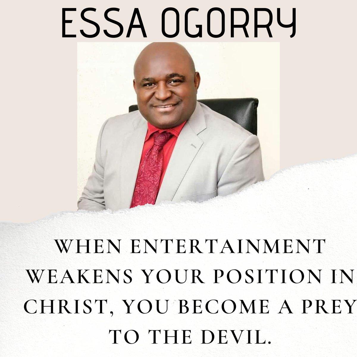 essaogorry's tweet photo. #When entertainment weakens your position in Christ, you become a prey to the devil.
@essaogorry https://t.co/8FbEyoRVRb