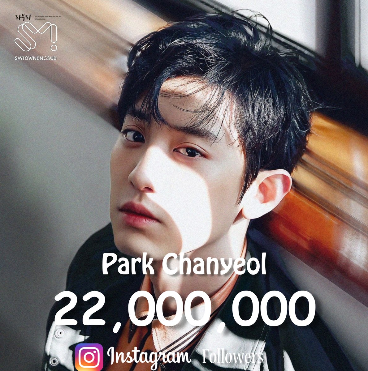 SMTownEngSub's tweet photo. .@weareoneEXO Chanyeol becomes the 1st SM artist to hit 22,000,000 followers on Instagram https://t.co/FybbQ2fMLd