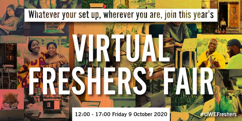 TheSUatUWE's tweet photo. 📣Freshers' Fair is going virtual📣 

Tune in on Fri 9 Oct to learn more about everything on offer at The SU. There will be sports clubs, societies, freebies and more! ALL students are welcome, so sign-up today! 

Learn more about the fair and freshers 👉 https://t.co/2K8KbQKYuh https://t.co/hmJfpBnjuy