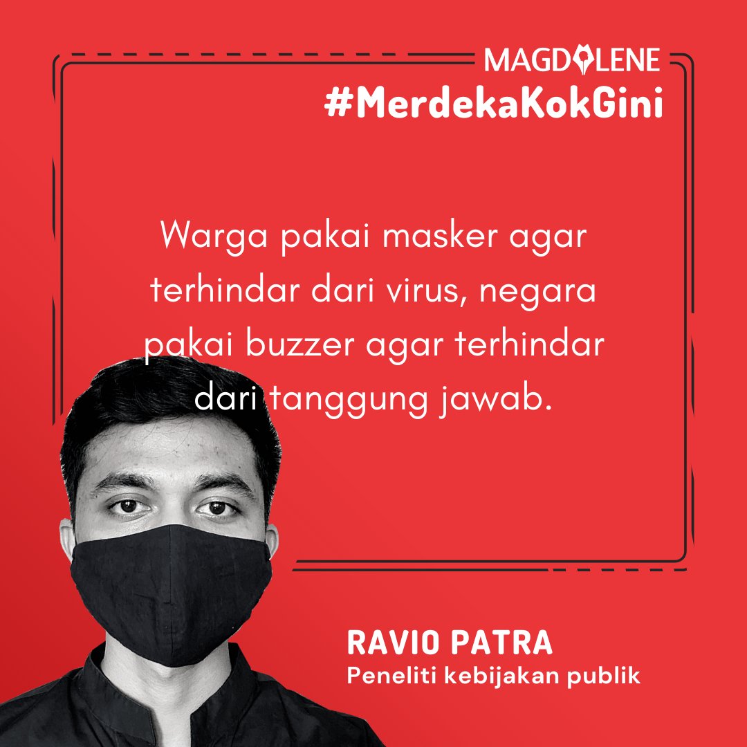 magdaleneid's tweet photo. Menghindari tanggung jawab? Buzzer solusinya (bagi negara). @raviopatra #MerdekaKokGini https://t.co/UbdyBYiUNX