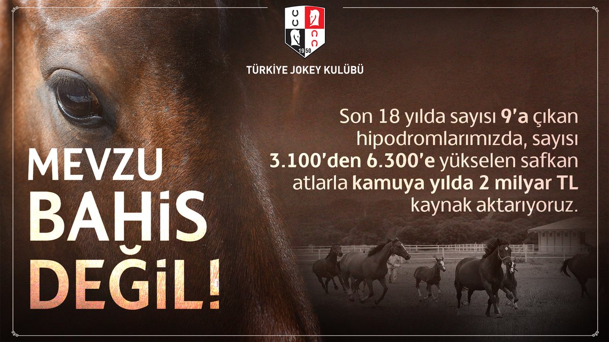 Son 18 yılda sayısı 9’a çıkan hipodromlarımızda, sayısı 3.100’den 6.300’e yükselen safkan atlarla kamuya yılda 2 milyar TL kaynak aktarıyoruz. #MevzuBahisDeğil