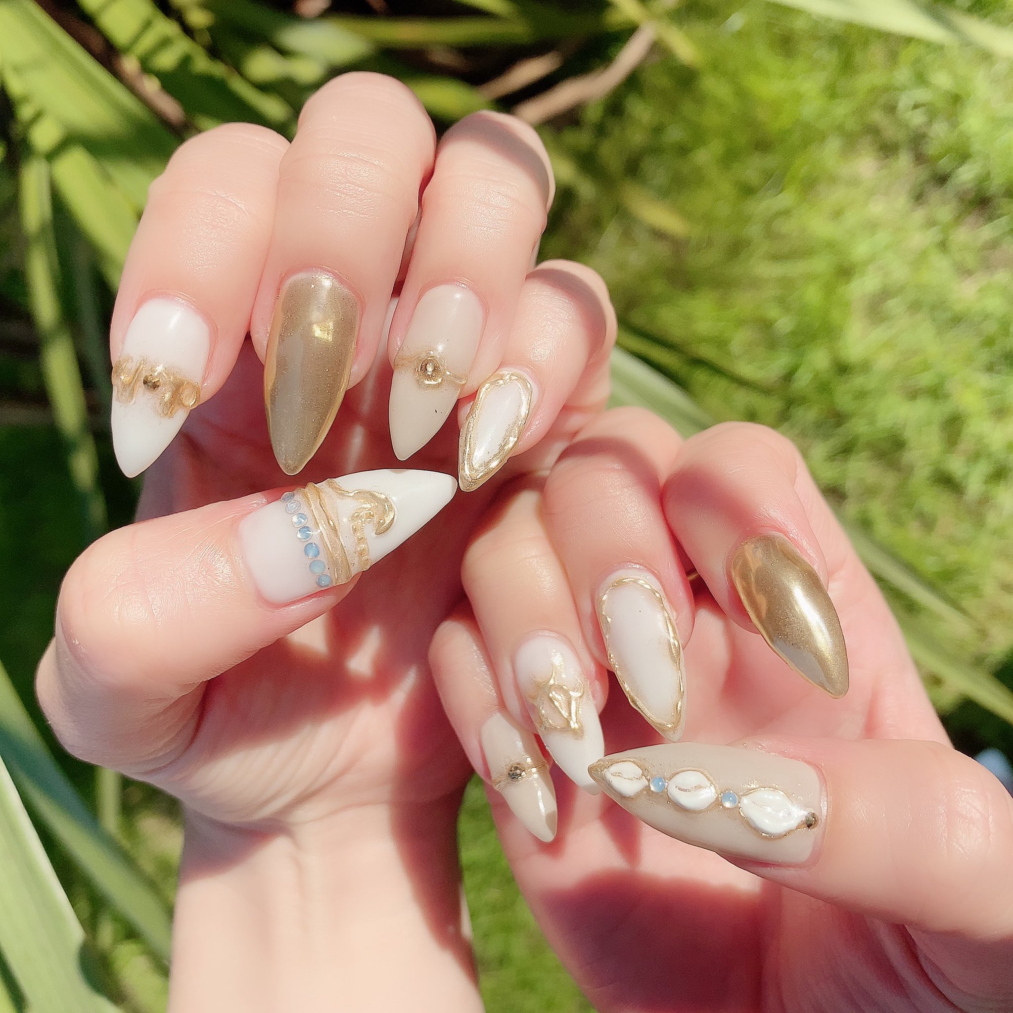 4nail 人気のハワイアンジュエリーネイル 夏ネイル 京王堀之内ネイルサロン 自店オフ アート10本 150分 8400円 京王堀之内ネイルサロン 京王堀之内ネイル 南大沢ネイルサロン 南大沢ネイル 多摩センター 多摩センターネイル ハワイアン