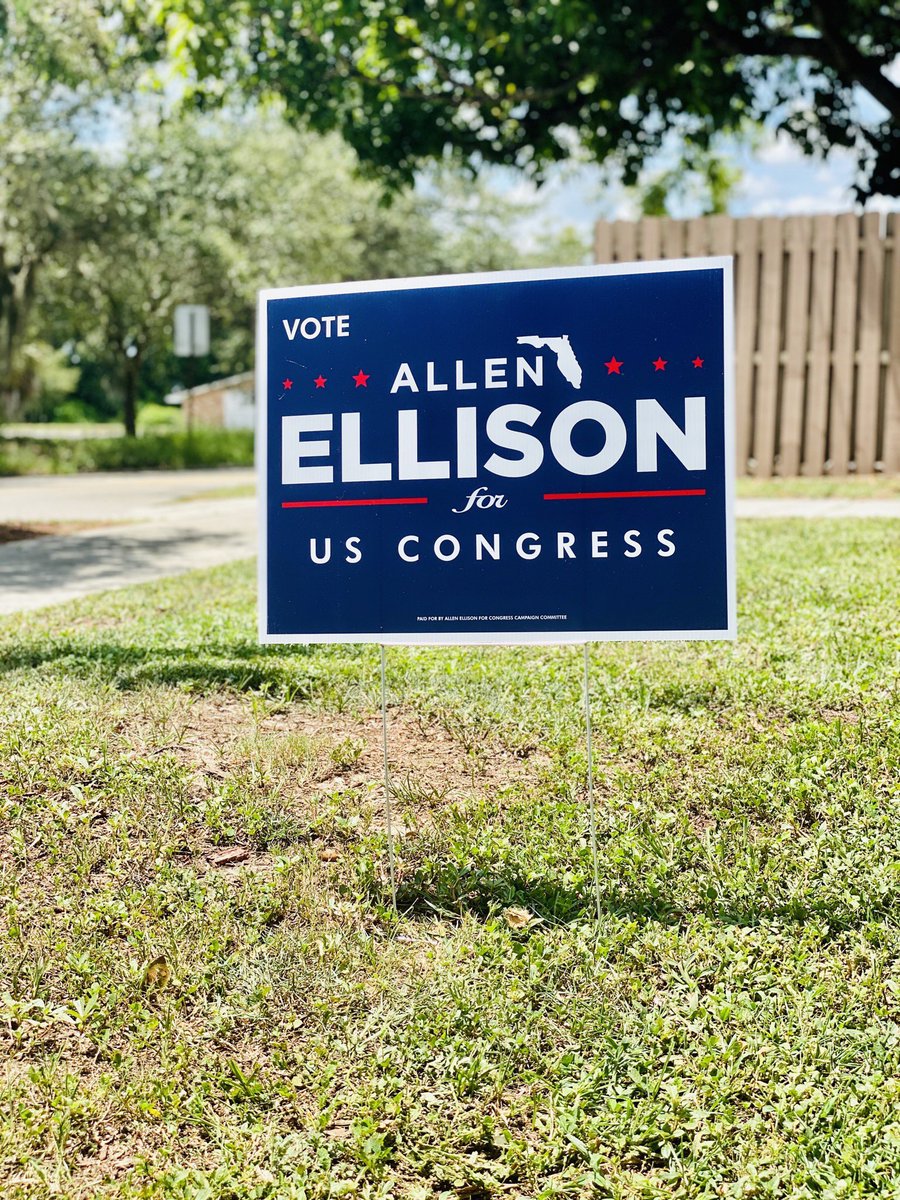 I am proud to support my candidate for US House of Representatives for Florida‘s 17th district, @AllenLEllison.  Contact  your Democratic office within Florida’s 17th district this week for a yard sign. #TeamEllison #AllenEllisonforCongress #Anewpathforward