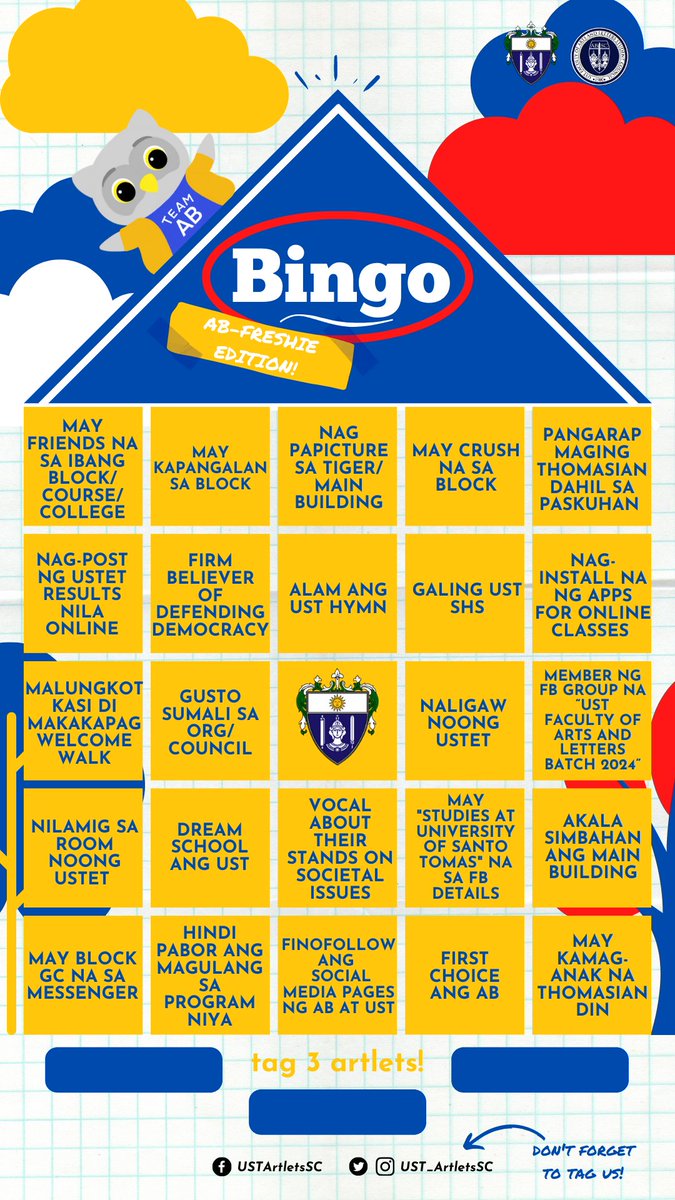 Let’s see how are you doing as an Artlet freshie! Answer the freshie edition bingo using the template on the next story!
