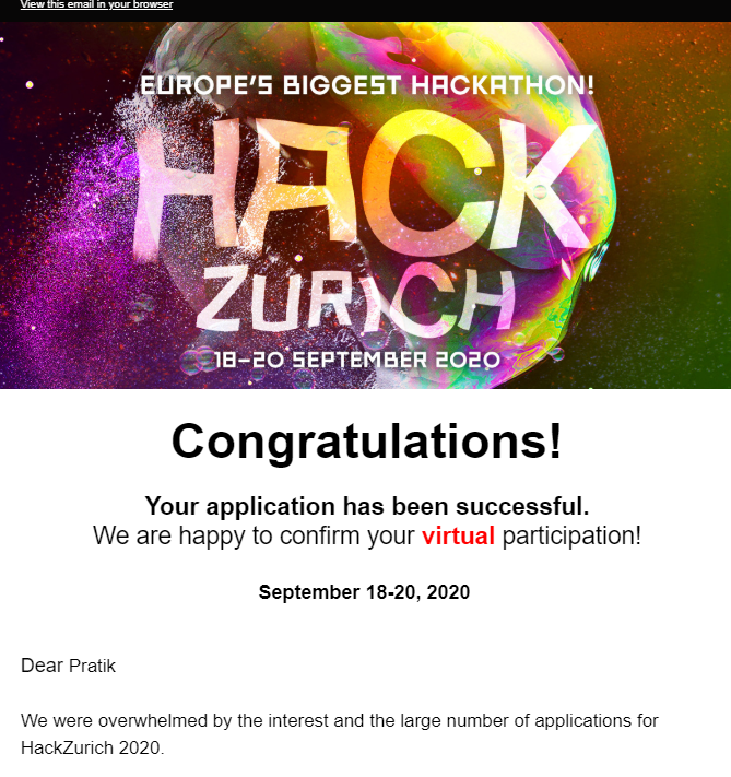 kitarp29's tweet photo. Got Selected!🥳🥳
Super Excited to be a part of it.
I am in search of a team .Please DM me!!
@hackzurich
#CodeNewbie #DEVCommunity
#100DaysOfCode #CodeVsCOVID19 https://t.co/YGdNUsEXE9
