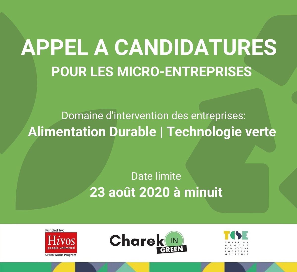 Level1H's tweet image. CHAREK IN GREEN offers you a marvelous incubation program . It will support up to 50 green micro-enterprises which includes:  agricultural, sustainable,tech and social enterprises with a global grant of up to 240,000 TD.
#LEVEL1HUB #incubation #entreprise #opportunity