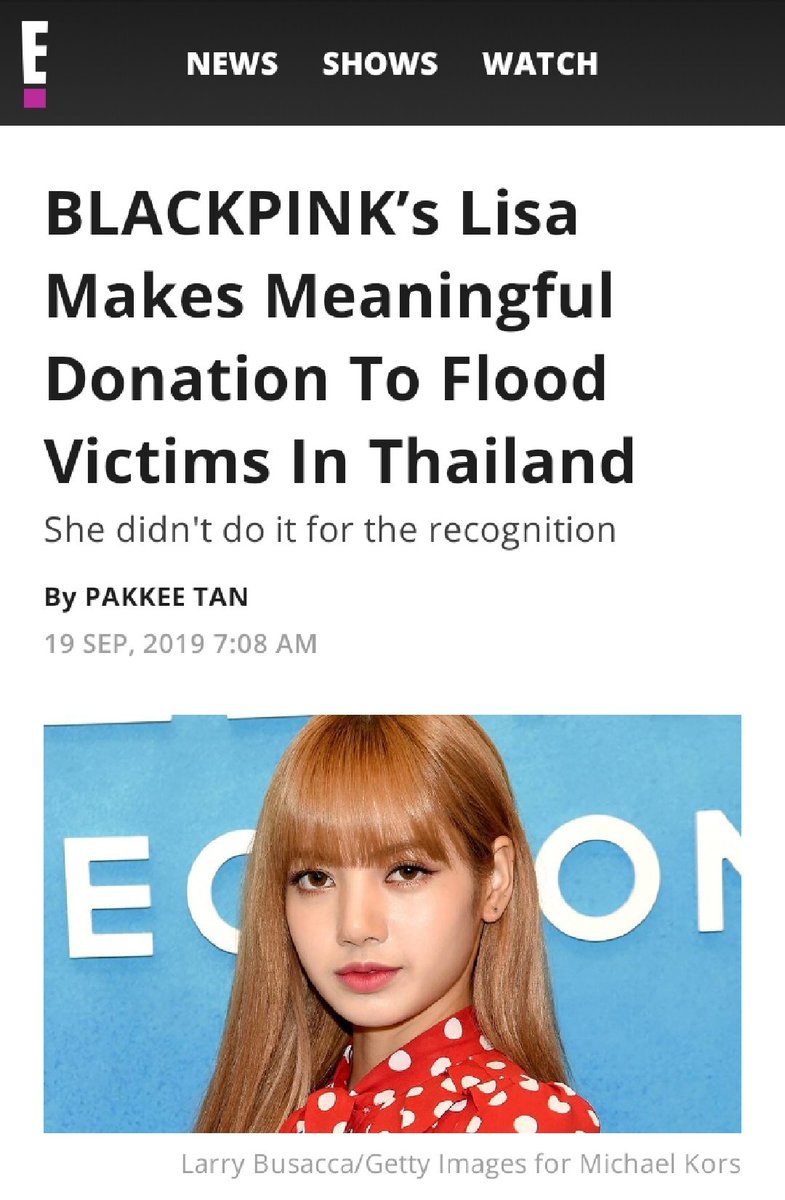  @BLACKPINK's Lisa donated 100,000 BAHT to flood victims in her home country, Thailand