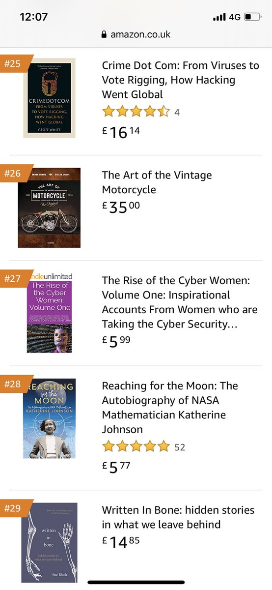 cybergeekgirl's tweet photo. I'm absolutely blown away to find that #TheRiseOfTheCyberWomenVolumeOne is number 27 on #Amazons best-selling hot new releases list! @geoffwhite247 you are number 25, so great to be on the same list with #CrimeDotCom, another amazing book! #CyberRules on Amazon right now 🥰🥰 xx https://t.co/MCXNdK5TMQ