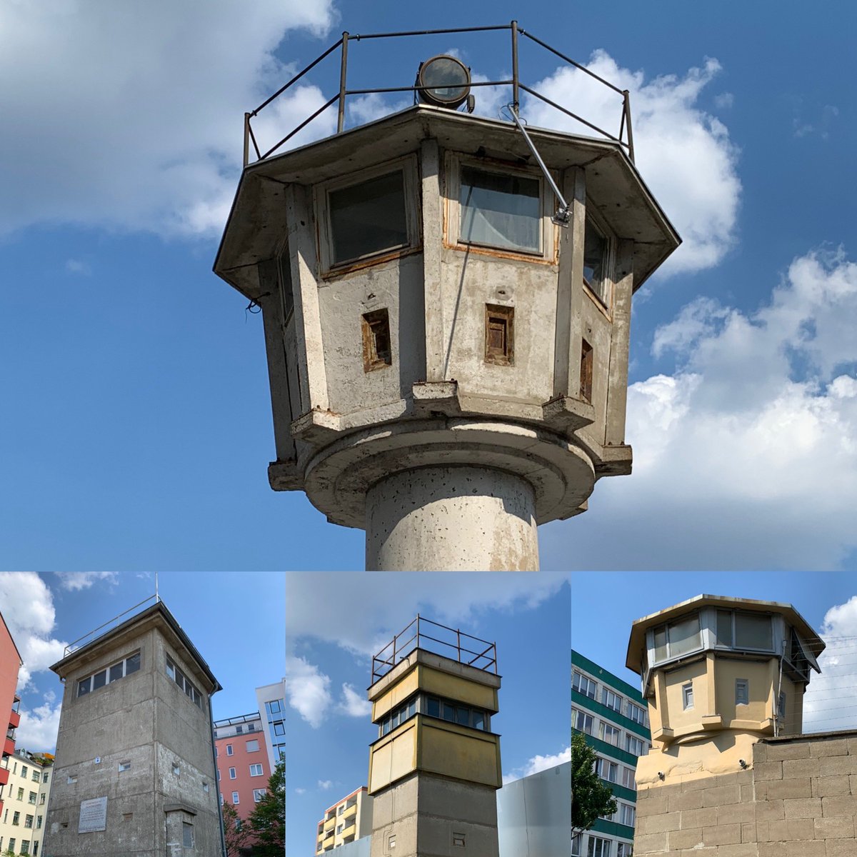 [TREAD] The Watchtowers of the Berlin Wall. We have commemorated this week the 59th (sad) anniversary of the erection of the Berlin Wall. It has now nearly totally disappeared inside the city of Berlin. 160 km long, it included 302  #Watchtowers. Only a few remain in  #Berlin.