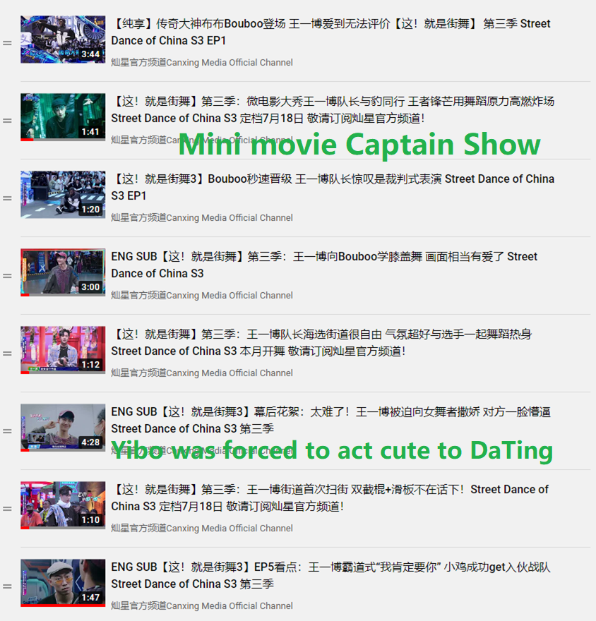 WangyiboOversea's tweet photo. #王一博 #WangYibo #YIBO 

Is there still anybody who doesn't know to steam Captian Yibo's clips at official Youtube channel???

Do notice to steam those marked in green~~

#ワンイーボー
#หวังอี้ป๋อ 
#왕이보 
#VươngNhấtBác
#streetdanceofchina3xwangyibo 

https://t.co/UOQzljp8jD https://t.co/FJop01mTIr