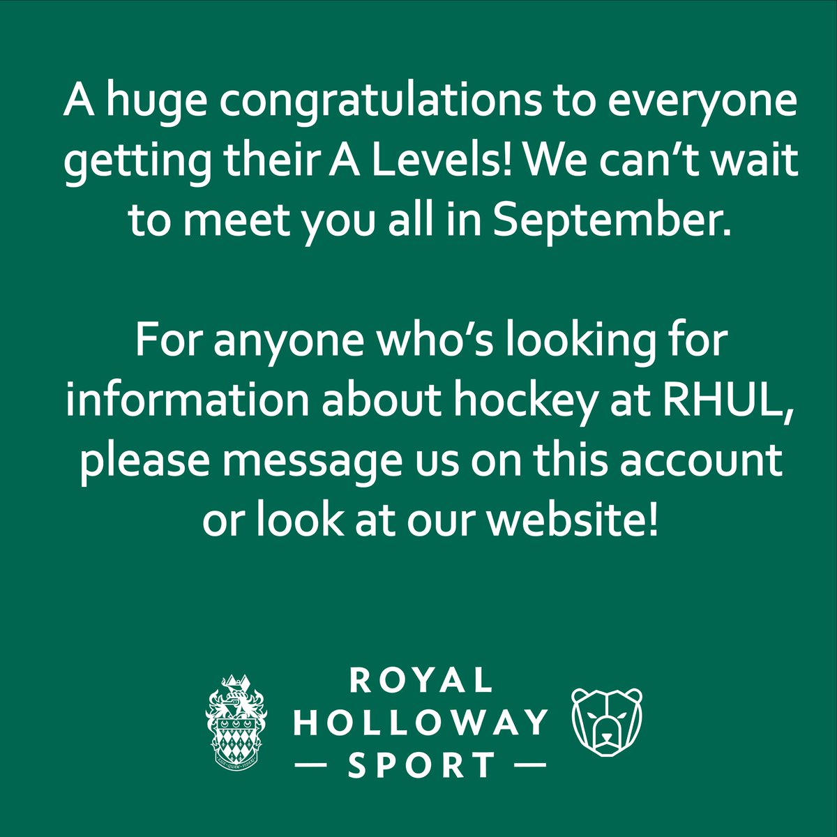 Congratulations!

Hockey is the largest sports club at Royal Holloway. We have four women's teams and two men's teams, so whatever your ability there is a space for you!