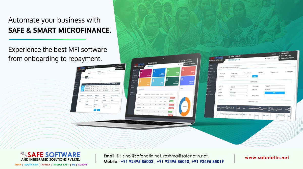 SafePvt's tweet image. Safe &amp;amp; Smart MFI solution expands beyond microcredit and includes core system components: account, lending, payments and Open Banking. Automate your business with Safe &amp;amp; Smart Microfinance. Experience the best MFI software from onboarding to repayment. #microfinance #mfisoftware