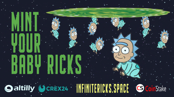 Infinite Ricks #RICK coin

🔹Type #PoS #cryptocurrency
🔹#Staking reward 307% annually

🔸Website infinitericks.space
🔸Discord discord.gg/kqvfRX7
🔸Telegram t.me/InfiniteRicks

▫️#Exchanges: <a href="/Crex_24/">CREX</a> <a href="/altillycom/">Altilly Crypto Exchange</a>
▫️ #Pool &amp; #Faucet <a href="/CoinStake1/">CoinStake</a>

🔜more partnerships!
