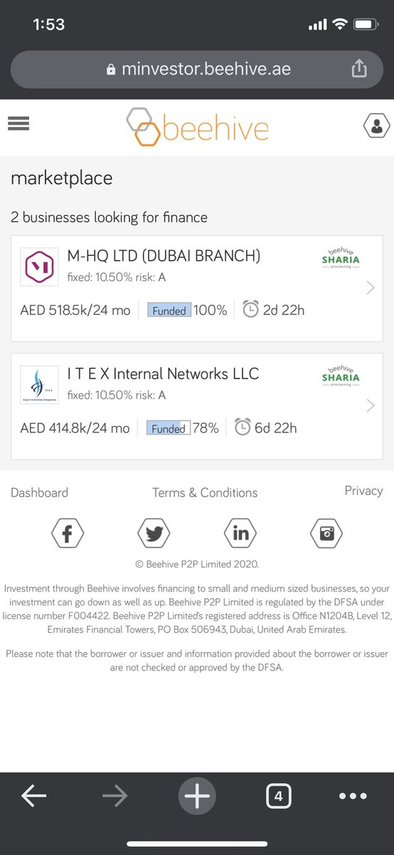7. Beehive has conventional and sharia compliant lending so everyone can access this platform. Invoice financing involves a receipt, given as collateral/security for the loan, that is payable to the holder after 30-90 days.