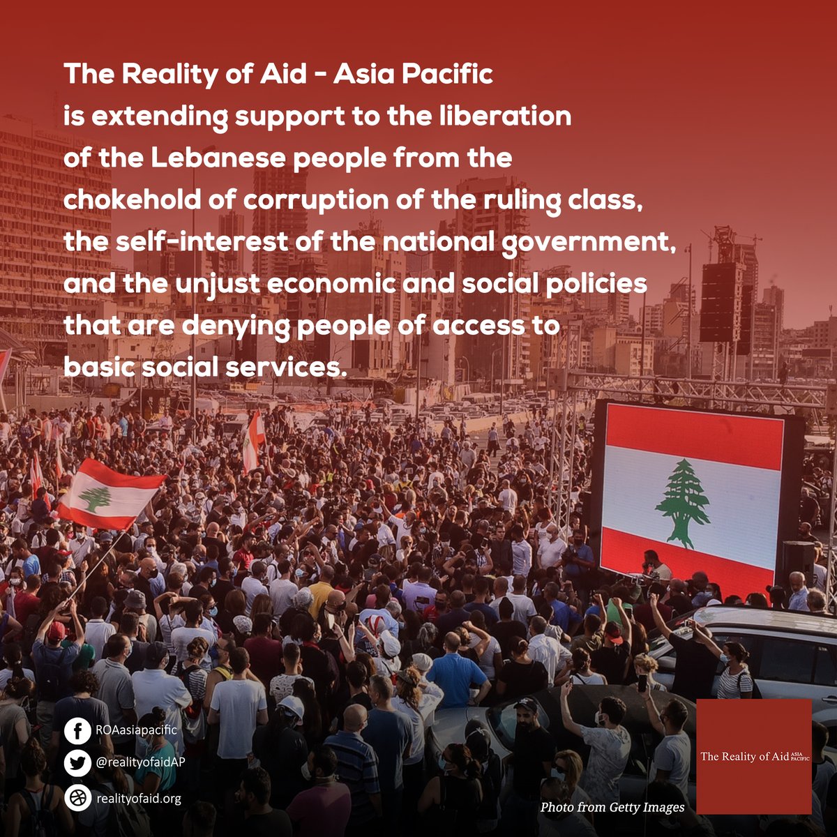 realityofaidAP's tweet photo. ✊ We join the call of Lebanese CSOs for the international community to uphold their commitment to essential development cooperation through effective delivery of #aid without conditionalities! #SusDev #DevCoop #UpholdHumanRights
➡️ #SolidarityStatement https://t.co/KJcebhFswu https://t.co/jNDak4b02z