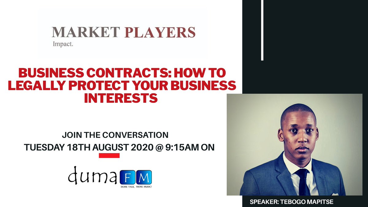 MarketPlayersBW's tweet image. Speaker Profile

Tebogo Mapitse is an attorney, notary public and conveyancer. He holds a Bachelor of Law (LLB) from the University of Botswana and a Certificate in Contract Skills from the Corporate Counsel Association of South Africa...