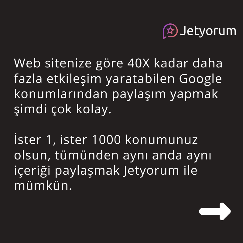 jetyorum's tweet photo. Google konumlarınızdan paylaşım yapmak şimdi çok kolay. Tüm konumlarınızdan aynı anda aynı içeriği paylaşarak milyonlarca kullanıcıya ulaşın. 🙌

#google #konum #lokasyon #dijital https://t.co/4xXUgWKozh