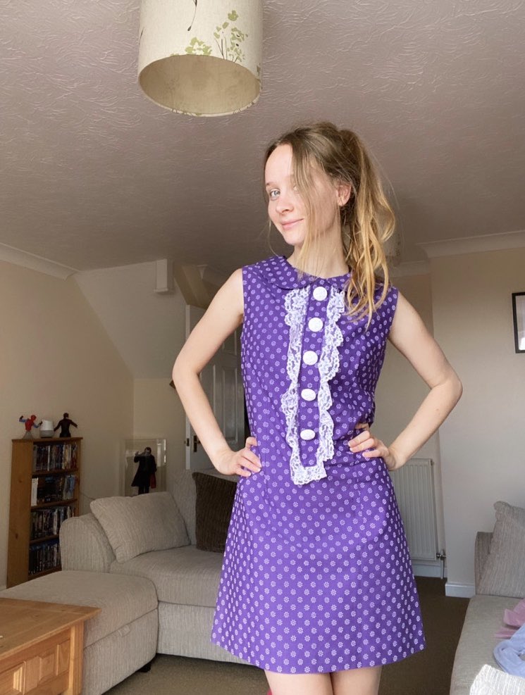 Ignore my face but I treated myself to a vintage mod dress dress from the 60s and I love it! 🥰✌🏻 

#vintage #moddress #sixties #sixtiesdress #vintagedress