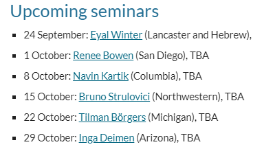 Vset Virtual Seminars In Economic Theory We Took A Short Break In Recent Weeks But We Were Still Working Hard On Our Program For The New Academic Year Here It