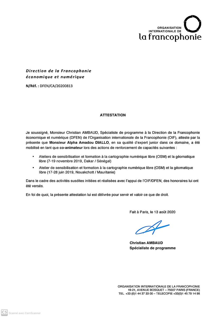 Alpha Amadou DIALLO (@cdialloalpha) on Twitter photo Heureux de recevoir mon attestation de missionnaire de la francophonie a #Dakar et #Nouakchott sur des activités de cartographie collaborative avec l'utilisation des outils Open Source.
#OIF #DFEN <a href="/cdialloalpha/">Alpha Amadou DIALLO</a> Heureux de recevoir mon attestation de missionnaire de la francophonie a #Dakar et #Nouakchott sur des activités de cartographie collaborative avec l'utilisation des outils Open Source.
#OIF #DFEN <a href="/cdialloalpha/">Alpha Amadou DIALLO</a>