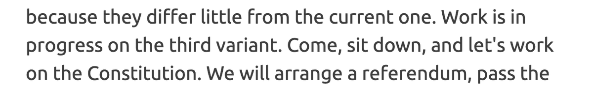 And yet, "come, sit down and let's work on the constit". Who? Tikhanovskaya? The factory workers? Theoretically, this could open the door to negotiations, but we know it's just a delaying tactic. 4/