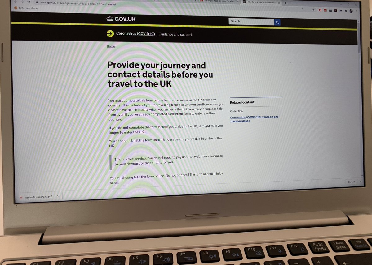 Filling out my pre-travel customs form, stating my contact and travel details and of course my  #quarantine address, where I will have to self-isolate for the next 14 days. Without this form you cannot enter the UK.  #Covid19  #Roadtrip